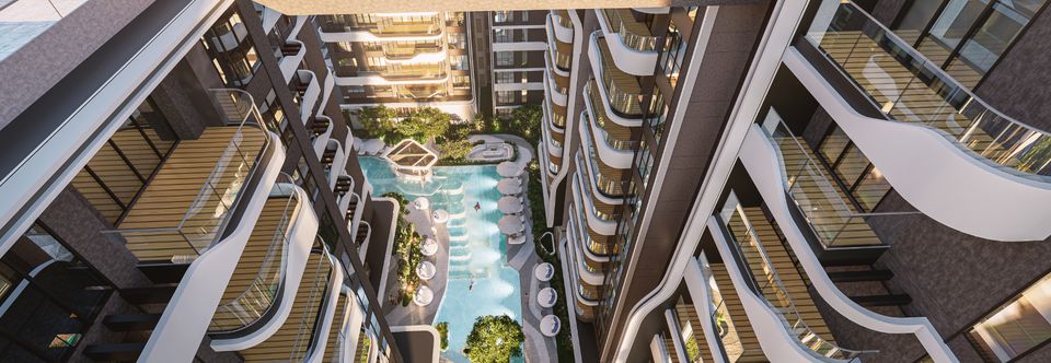 Brigade Stellaris – landscaped pool courtyard between the towers (artist's impression)